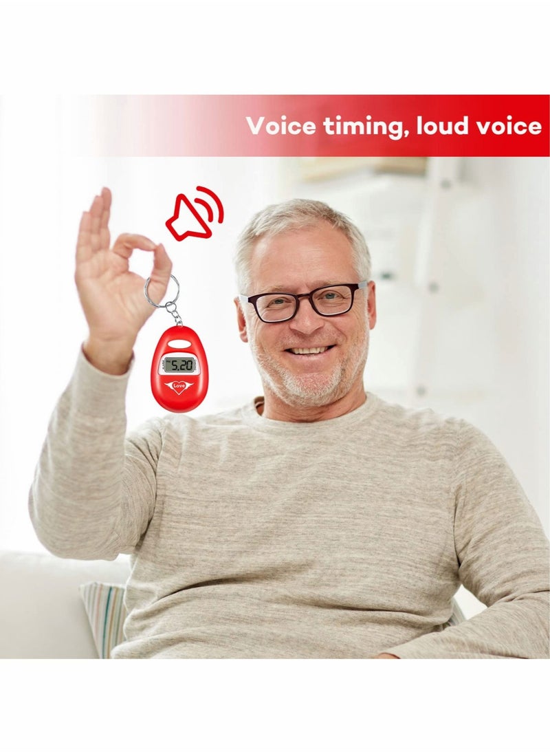 Excefore - English Language Talking Key Chain Clock Big Voice with Alarm Talking Clock for Blind People Visually Impaired Elderly Low Vision Clocks Talking Alarm Clock Keychain Black Red 2 Pcs - Image 1