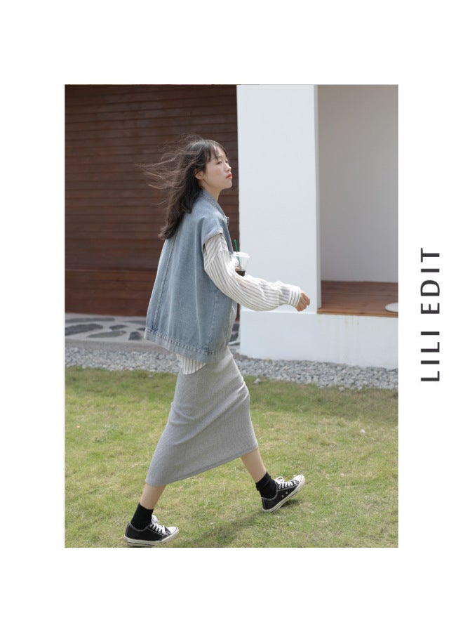 Private Brand Women's Denim Vest Korean Style Loose Sleeveless Bf Style Utility Vest Versatile Student Jacket Trendy - Image 2