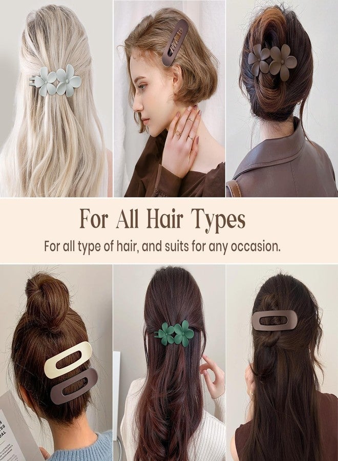 VORSET 4 PCS Flat Hair Clips - 2 Styles Y2K Lay Down Claw Clips for Thick Thin Curly Hair, Large Matte Non-slip Strong Hold Beach Flower Hair Accessories for Women Girls Wedding Prom Party - Image 3