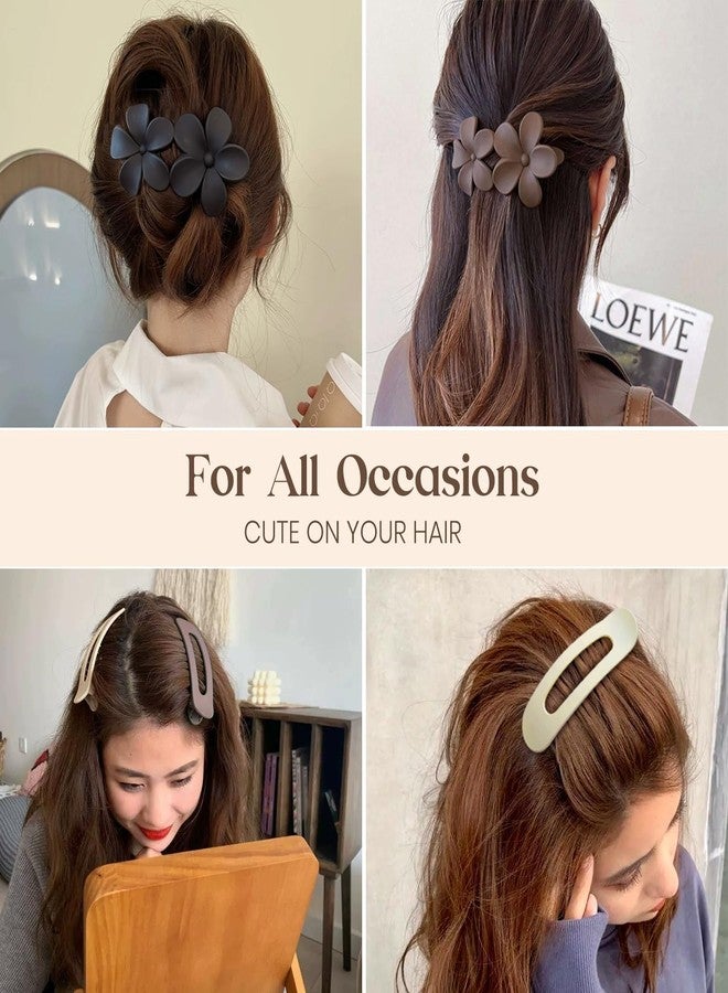 VORSET 4 PCS Flat Hair Clips - 2 Styles Y2K Lay Down Claw Clips for Thick Thin Curly Hair, Large Matte Non-slip Strong Hold Beach Flower Hair Accessories for Women Girls Wedding Prom Party - Image 5