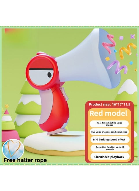Peco Peco Internet Popular Peco Peco Variable Voice Loudspeaker Electric Recorder Horn-Year-old Baby Cloth Book-Color:Cute Big-billed Bird [rose Red] Comes With A Lanyard-Specifications:[five Variables + Super Long Recording + Real-time Amplification] Free Battery + Gift Box