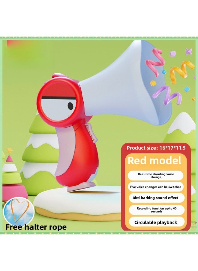 null - Peco Peco Internet Popular Peco Peco Variable Voice Loudspeaker Electric Recorder Horn-Year-old Baby Cloth Book-Color:Cute Big-billed Bird [rose Red] Comes With A Lanyard-Specifications:[five Variables + Super Long Recording + Real-time Amplification] Free Battery + Gift Box - Image 1