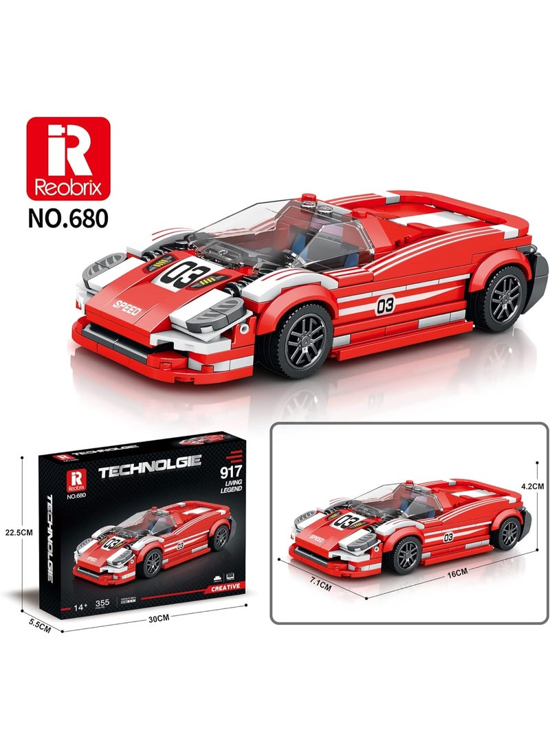 Technik 680 Toy Car Building Kit, Clamping Blocks, Kit for Model Car, Racing Car, Super Sports Car for Children and Adults, 2023 Collecti, Compatible with Lego (355 Pieces) - Image 3