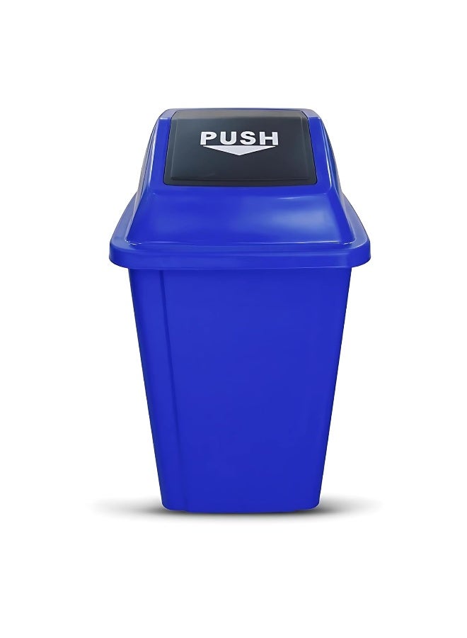AKC Square Plastic Push-Lid Waste Bin – 25L-40L-60L-100L – Durable, Color-Coded Trash Can for Office, Commercial, Home – Space-Saving Design – Blue, Red, Green, Yellow, Grey (Blue, 60 Liters) 