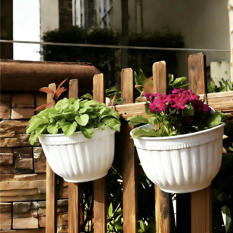 ORIMERC 4 Pack White Wall Planter Pots Vertical Living Wall Hanging Planters Wall Mounted Planter Holder with Drainage Hole for Indoor Outdoor Plants Wall Decor with Hooks/Screws - Image 4