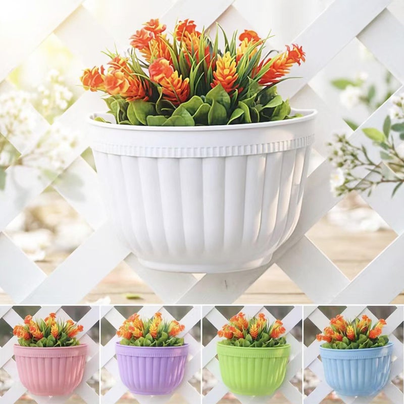 ORIMERC 4 Pack White Wall Planter Pots Vertical Living Wall Hanging Planters Wall Mounted Planter Holder with Drainage Hole for Indoor Outdoor Plants Wall Decor with Hooks/Screws - Image 5