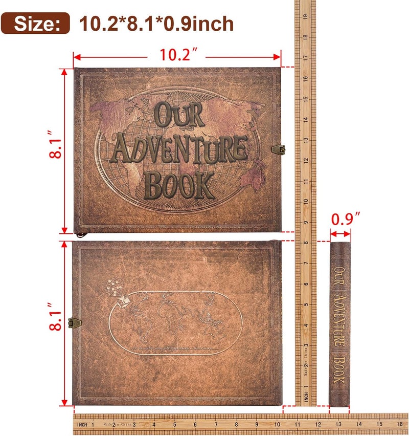 JIMBON Our Adventure Book 180 Pages Scrapbook Photo Album,Retro Style Embossed Letter Leather Cover Travel Diary Journal Scrap Book For Couples,Memory Book For Anniversary Wedding - Image 2