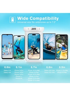 JOTO Universal Waterproof Phone Pouch Cellphone Dry Bag Case for iPhone 14 13 12 11 Pro Max Mini Xs XR X 8 7 6S Plus SE, Galaxy S21 S20 S10 Plus Note 10+ 9, Pixel 4 XL up to 7"-White  - Image 3