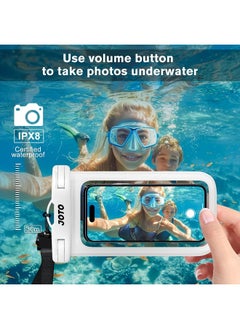 JOTO Universal Waterproof Phone Pouch Cellphone Dry Bag Case for iPhone 14 13 12 11 Pro Max Mini Xs XR X 8 7 6S Plus SE, Galaxy S21 S20 S10 Plus Note 10+ 9, Pixel 4 XL up to 7"-White  - Image 2