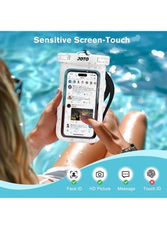 JOTO Universal Waterproof Phone Pouch Cellphone Dry Bag Case for iPhone 14 13 12 11 Pro Max Mini Xs XR X 8 7 6S Plus SE, Galaxy S21 S20 S10 Plus Note 10+ 9, Pixel 4 XL up to 7"-White  - Image 4