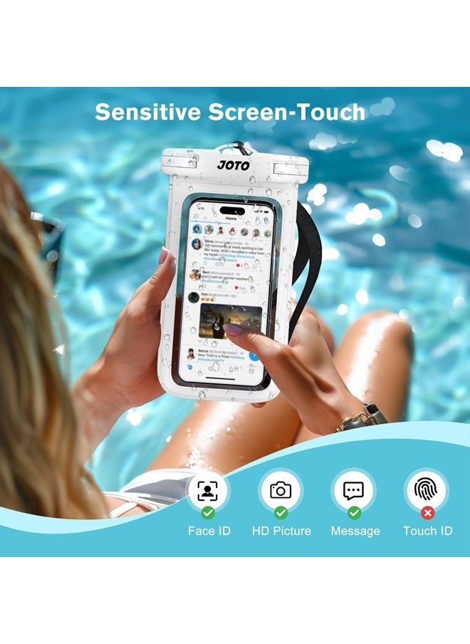 JOTO - Universal Waterproof Phone Pouch Cellphone Dry Bag Case for iPhone 14 13 12 11 Pro Max Mini Xs XR X 8 7 6S Plus SE, Galaxy S21 S20 S10 Plus Note 10+ 9, Pixel 4 XL up to 7"-White - Image 1
