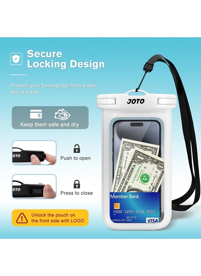 JOTO - Universal Waterproof Phone Pouch Cellphone Dry Bag Case for iPhone 14 13 12 11 Pro Max Mini Xs XR X 8 7 6S Plus SE, Galaxy S21 S20 S10 Plus Note 10+ 9, Pixel 4 XL up to 7"-White - Image 1