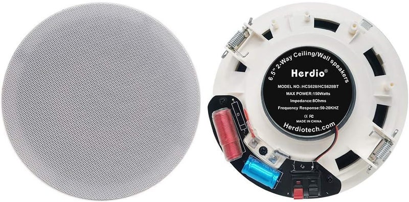 Herdio 300 Watts 6.5 Inches Ceiling Bluetooth Speakers For Office,Kitchen,Living Room,Bathroom,7.6 Inch Cutout Diameter(1 Pair) - Image 2