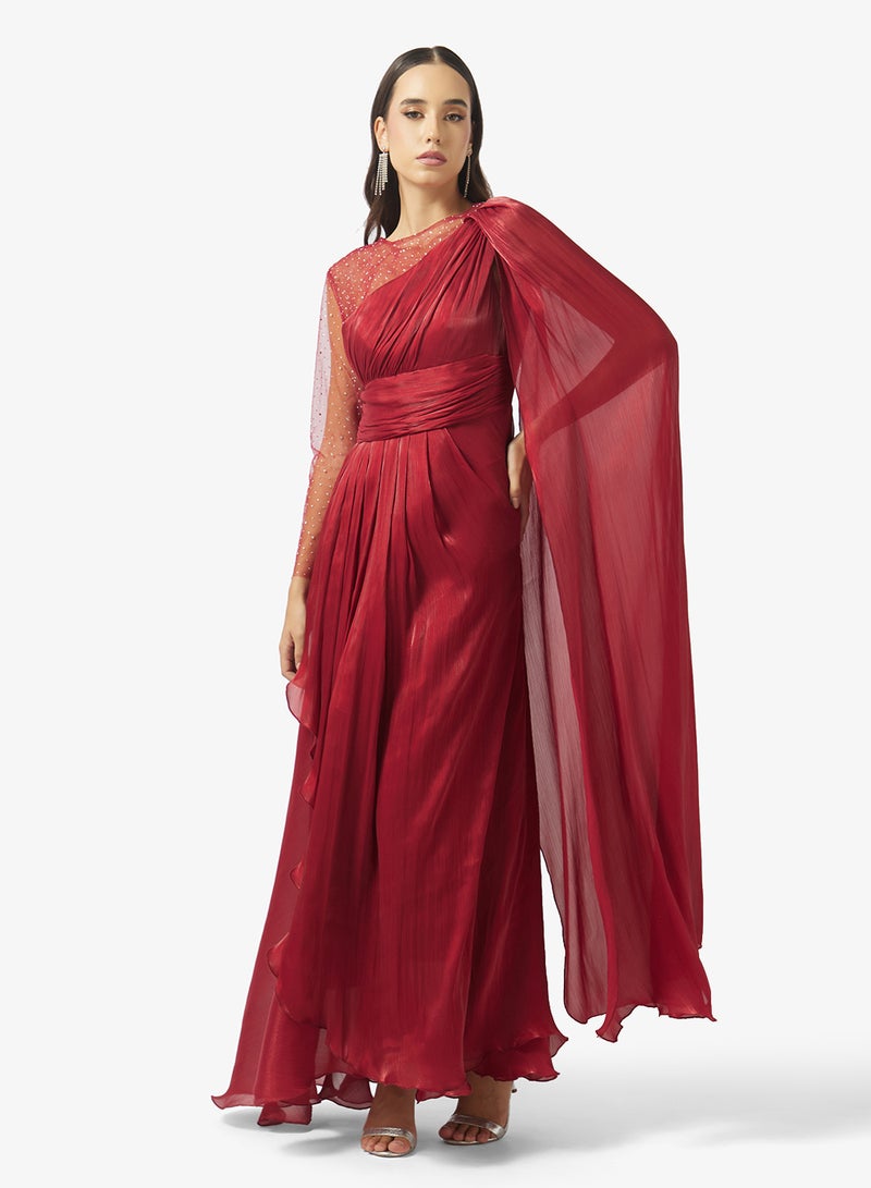 Namshi x emerald chiffon gown dress - Image 1