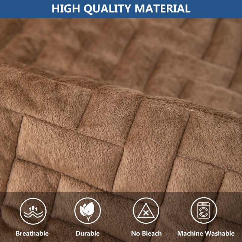 Eismodra Armrest Covers,Couch Cover,Sofa Cover,Backrest Covers,Anti-Slip Armchair Slipcovers for Dogs Cats Pet Loveseat Recliner Leather L Shaped,Brown 28 x 28 Inches (Only 1 Piece) - Image 3
