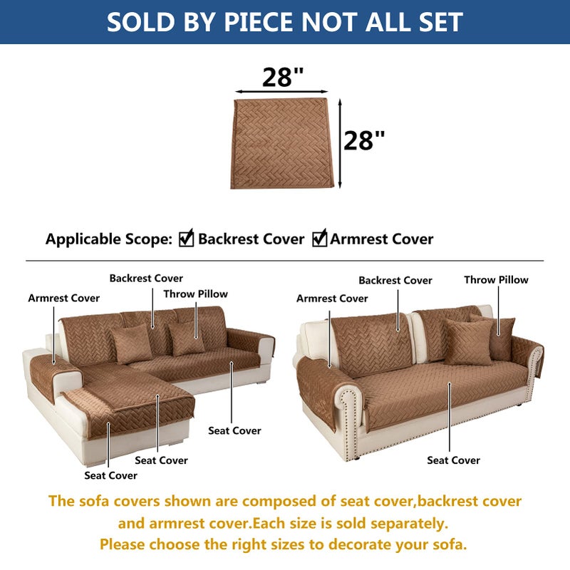 Eismodra Armrest Covers,Couch Cover,Sofa Cover,Backrest Covers,Anti-Slip Armchair Slipcovers for Dogs Cats Pet Loveseat Recliner Leather L Shaped,Brown 28 x 28 Inches (Only 1 Piece) - Image 5