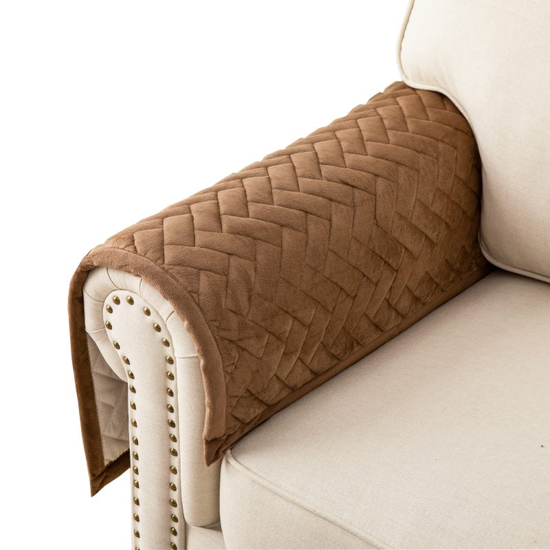 Eismodra Armrest Covers,Couch Cover,Sofa Cover,Backrest Covers,Anti-Slip Armchair Slipcovers for Dogs Cats Pet Loveseat Recliner Leather L Shaped,Brown 28 x 28 Inches (Only 1 Piece) - Image 1