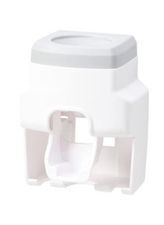 Toothbrush Holder Wall Mounted, Automatic Toothpaste Dispenser Squeezer, Bathroom Accessories for Kids & Family Space Saving Toothbrush and Toothpaste Holder (White Gray)