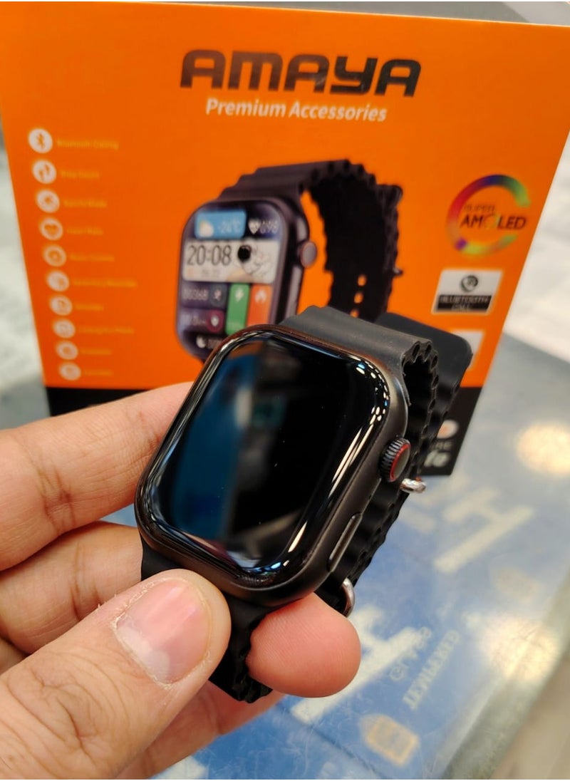 Amaya - Amaya x9-pro2 watch is compatible with Android and IOS devices. IP67 water resistant Always on Display water resistant. Support for smart voice assistants. Multiple applications. Take pictures. The ability to customize the tone of messages and calls - Image 1