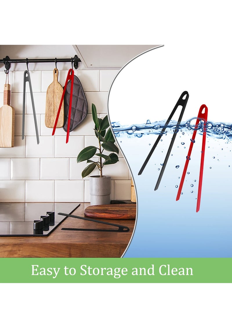 SOLARAE Kitchen Cooking Tongs Clips, Silicone Heat Resistant Non-Slip Nonstick Food Tripod Tongs, 11.4" Clips for BBQ Steak Salad Toaster 3 Pcs - Image 3