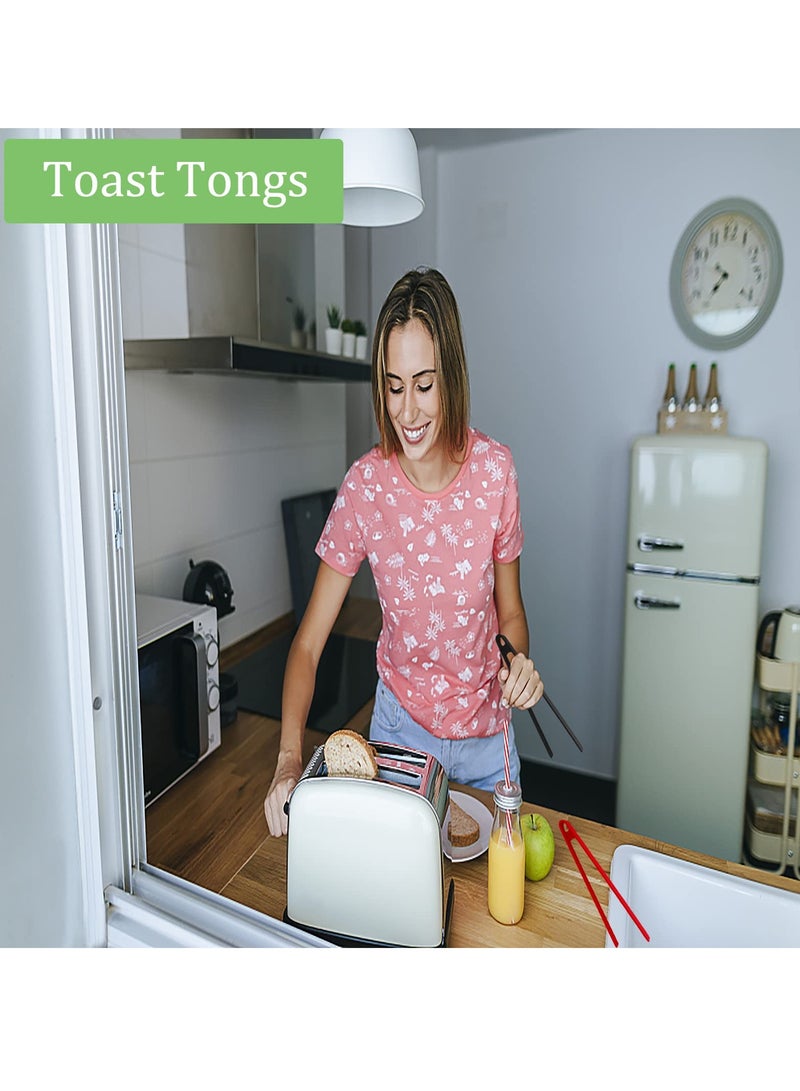 SOLARAE Kitchen Cooking Tongs Clips, Silicone Heat Resistant Non-Slip Nonstick Food Tripod Tongs, 11.4" Clips for BBQ Steak Salad Toaster 3 Pcs - Image 5