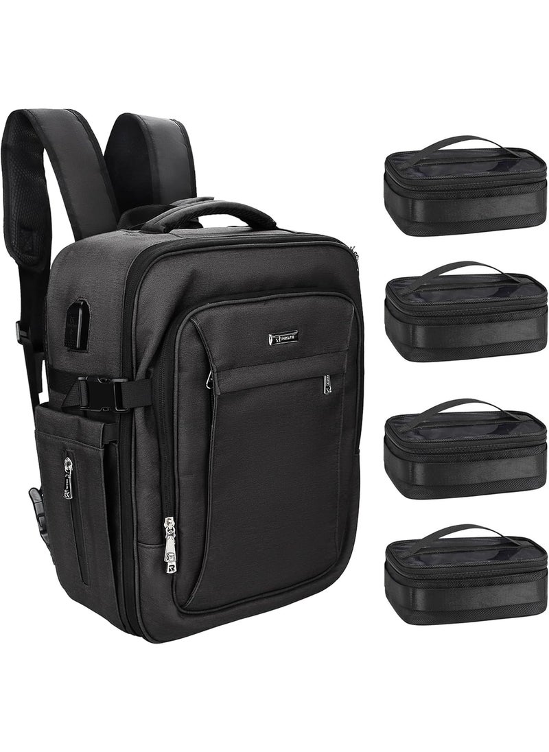 Relavel - Relavel Makeup Backpack with 4 Pack Clear Makeup Bags, Professional Makeup Case Extra Large Train Case for Makeup Artists, Makeup Brush Storage Organizer, Makeup Artist Kit Set Bag - Image 1