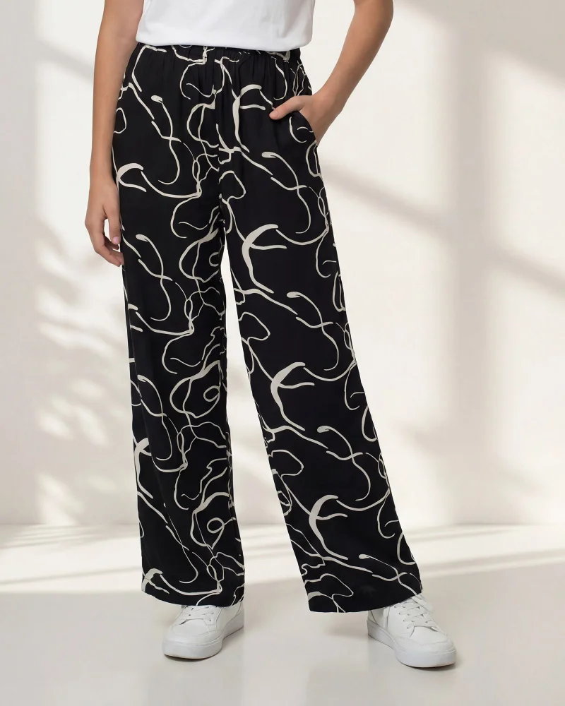 Redtag Senior Girls Black Stripe Pants