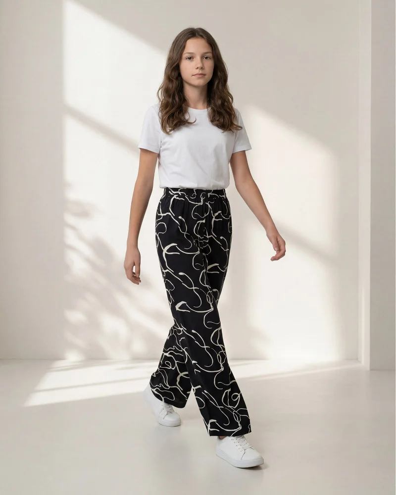 Redtag Senior Girls Black Stripe Pants