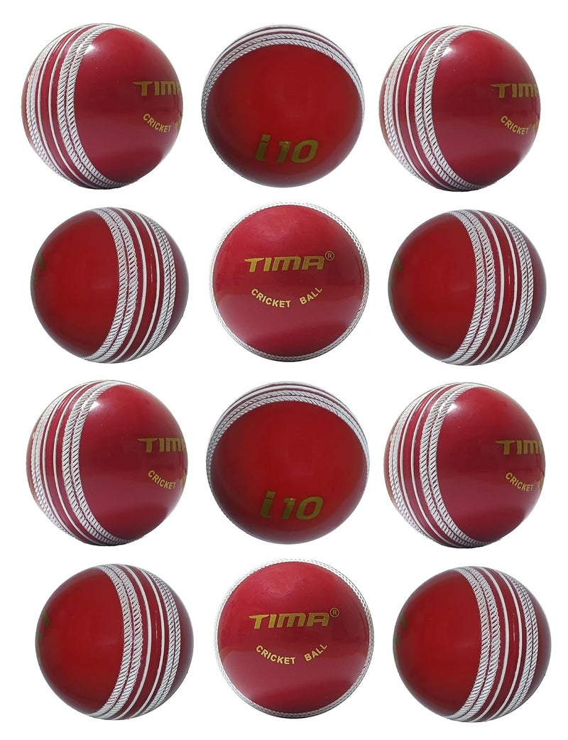 TIMA i-10 CricketBall for Practice, Training, Matches for All Age Group (Hard ShotBall, i-10 Softball) (Pack of 12) - Image 1