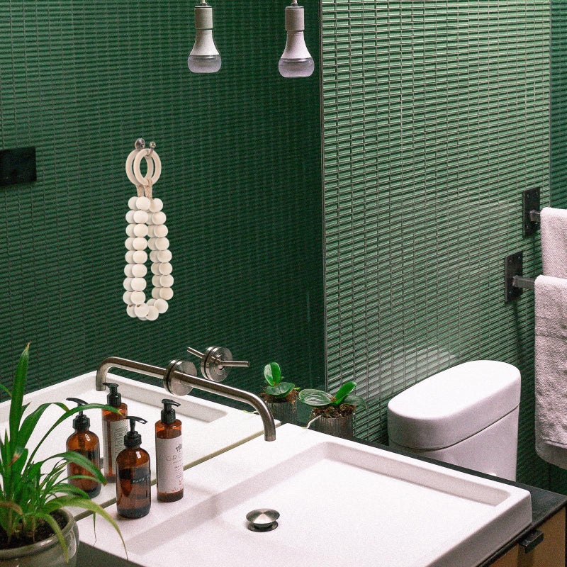 Wooden Bead Jute Rope Wall Mounted Towel Rack Holder For Bathroom Kitchen - Image 4