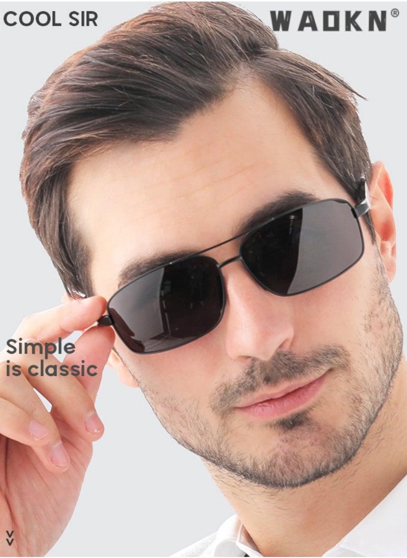 WAOKN Men's Aviator Polarized Sunglasses, UV400 Protection Sun Glasses with Alloy Frame, Fashion Anti-Glare Sun Shades for Men Summer Outdoor Beach Travel Camping Driving Fishing Black  - Image 5