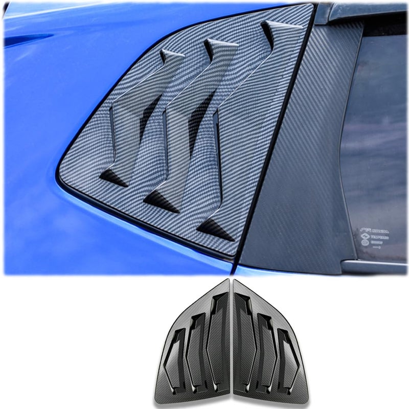 MUXEE 2Pcs Rear Side Window Louvers Air Vent Scoop Shades Cover Blinds Trim for Honda FitJazz 2014 2015 2016 2017 2018 2019 2020 ABS Carbon Fiber Sport Interior Accessories