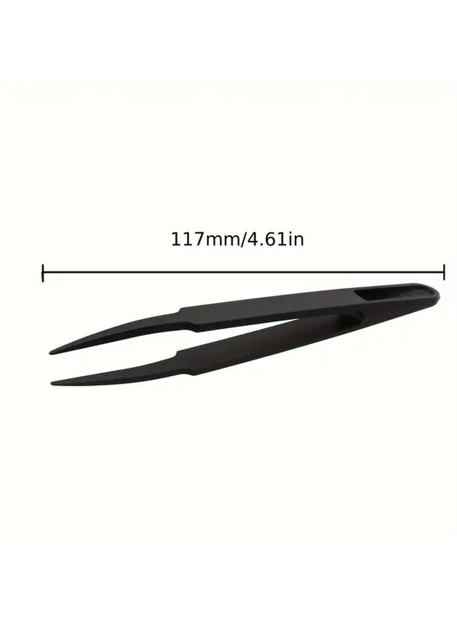 4pcs Black Carbon Fiber Tweezers Anti Static Flexible Grip For Precision Electrical And Watch Repair Lightweight Durable Design Electronic Repairs - Image 3