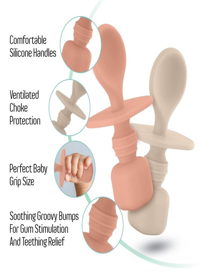 SPERRIC Silicone Baby Spoons for Baby Led Weaning 2-Pack, First Stage Baby Feeding Spoon Set Gum Friendly BPA Lead Phthalate and Plastic Free, Great Gift Set (Sunrise/French Beige) - Image 3