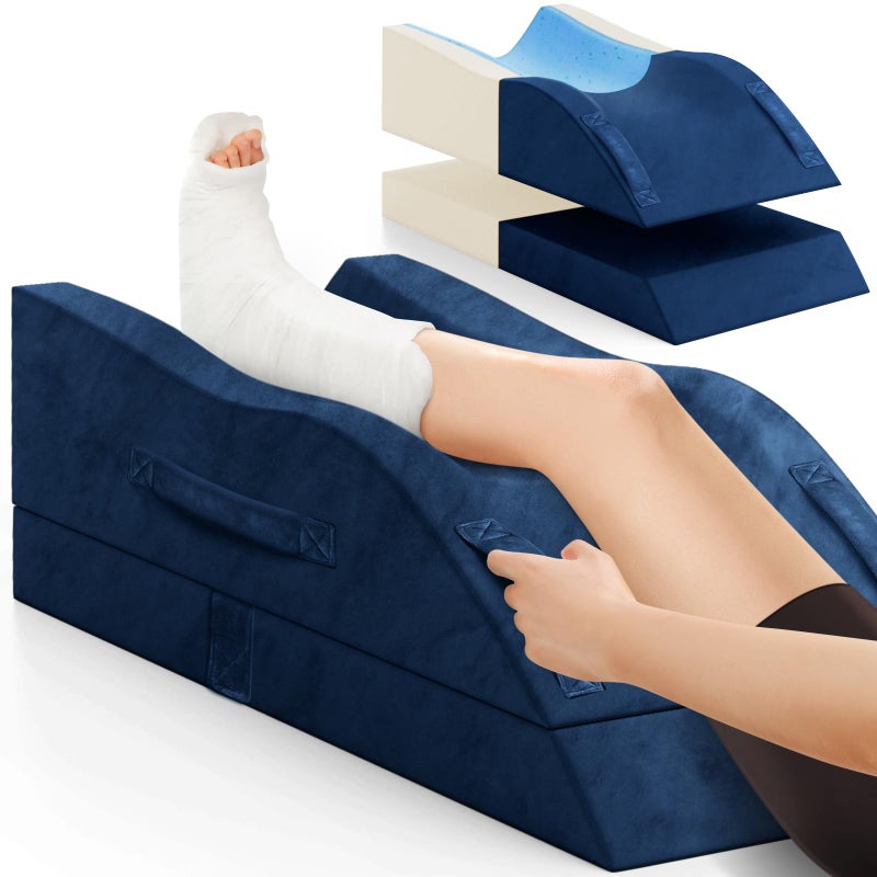 TranquilRelax Leg Elevation Pillows, Wedge Pillow for After Surgery Or Rest, Memory Foam Leg Support Adjustable, Back Knee Hip Ankles Pain Relief, Knee Pillow for Sleeping Blood Circulation Blue - Image 1