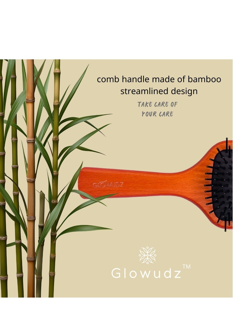 Glowudz Glowudz Wooden Hair Brush Detangling Head Relaxing Massage Comb  - Image 5