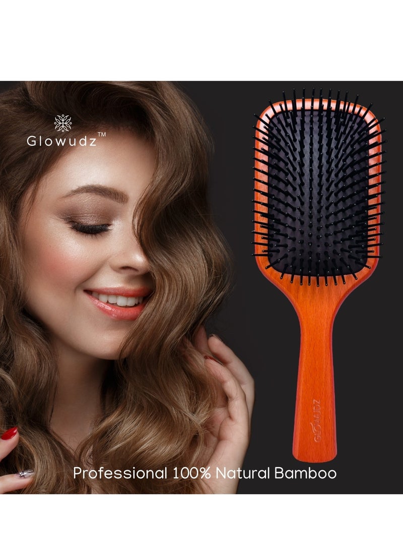 Glowudz Glowudz Wooden Hair Brush Detangling Head Relaxing Massage Comb  - Image 1