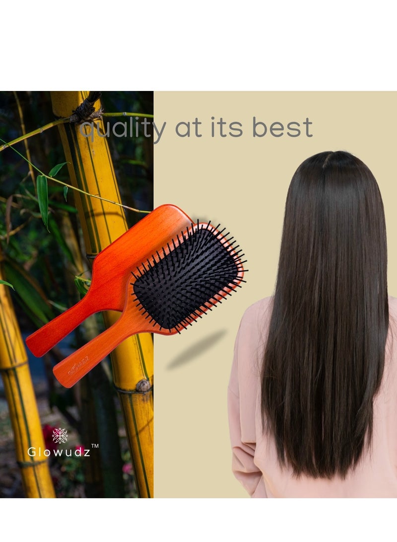 Glowudz Glowudz Wooden Hair Brush Detangling Head Relaxing Massage Comb  - Image 3