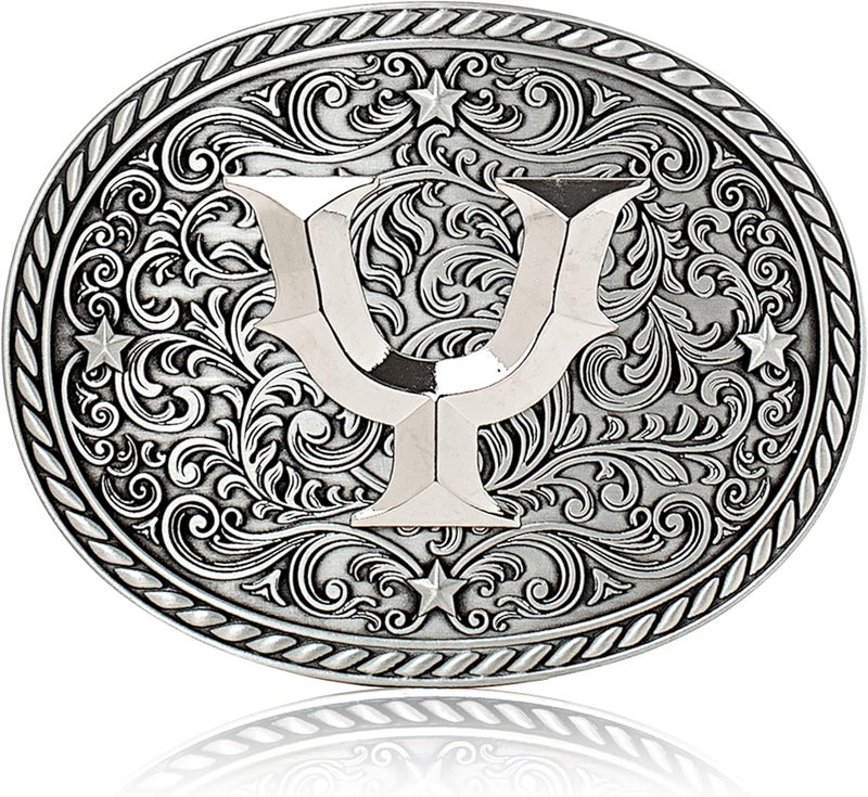Itera Western Cowboy/Cowgirl Initial Belt Buckle-Silver- Large Letter Buckles for Men and Women - Custom Girls/Boys - Image 1