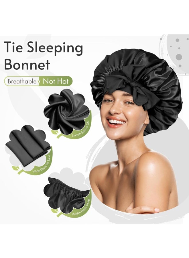 1Pc Satin Sleep Cap Set, Soft Sleep Cap with Wide Elastic Band for Women, Perfect Hair Protection Sleep Cap for Curly Hair and Hair Care(42cm) - Image 3