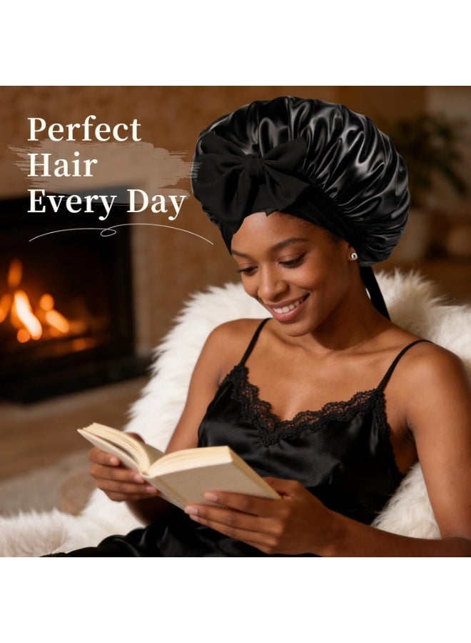 1Pc Satin Sleep Cap Set, Soft Sleep Cap with Wide Elastic Band for Women, Perfect Hair Protection Sleep Cap for Curly Hair and Hair Care(42cm) - Image 4