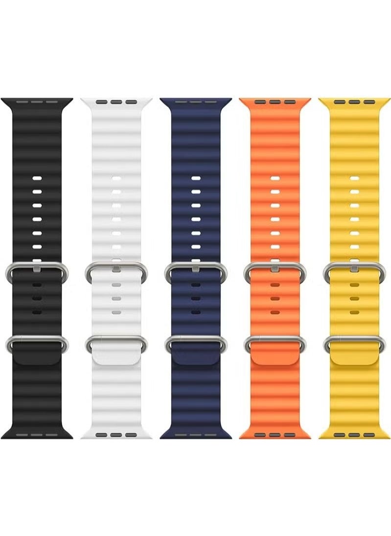 Beauenty - 5 Pack Ocean Band Compatible with Apple Watch Ultra Band 49mm 45mm 44mm 42mm Men Women, Soft Silicone Sport Band Replacement Strap for Apple Watch Ultra iWatch Series 8 7 SE 6 5 4 3 2 1 - Image 1