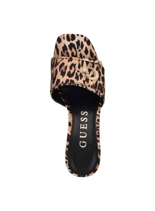 GUESS Women's Gallai Heeled Sandal, Medium Brown Cheetah 210, 36.5 EU - Image 5