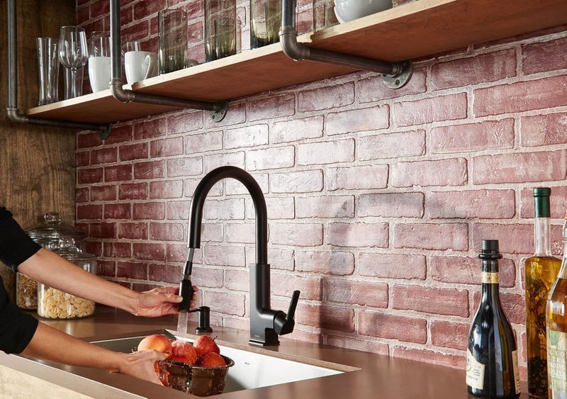 MOEN Moen 3942BL Deck Mounted Kitchen Dispenser with Above The Sink Refillable Bottle Soap Pump Matte Black  - Image 4