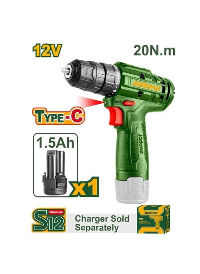 Jadever - Jadever Drill 12 Volt 1 Battery Without Charger Type C  Jdcds510 - Image 1