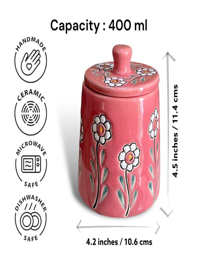 BACKKSPACE RETAIL Ceramic Jar Barni with Lid| Pink | Pack of 1 | 480 ml Capacity | Multipurpose Storage - Ideal for Storing Sugar, Spice, Coffee, Pulses, Salt - Image 3