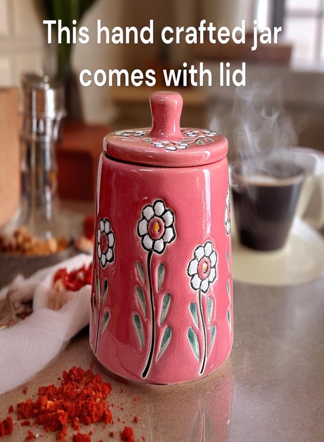 BACKKSPACE RETAIL Ceramic Jar Barni with Lid| Pink | Pack of 1 | 480 ml Capacity | Multipurpose Storage - Ideal for Storing Sugar, Spice, Coffee, Pulses, Salt - Image 5