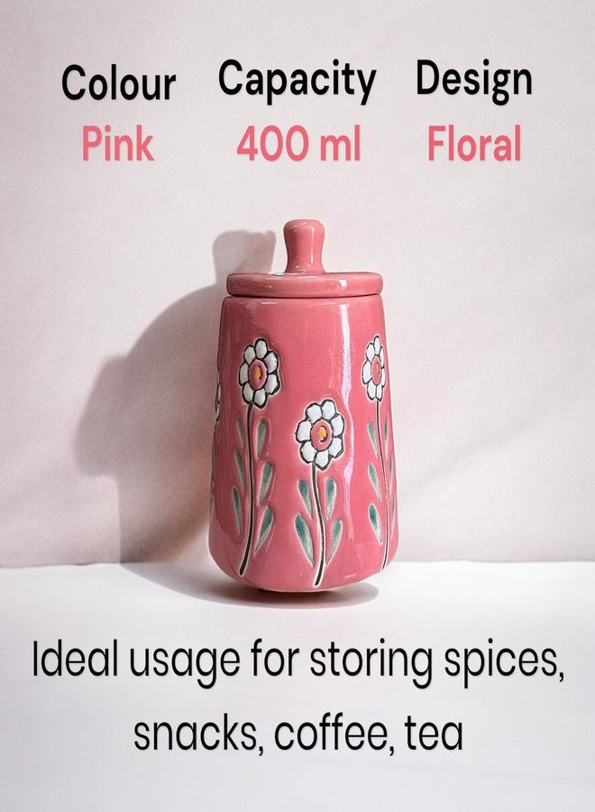 BACKKSPACE RETAIL Ceramic Jar Barni with Lid| Pink | Pack of 1 | 480 ml Capacity | Multipurpose Storage - Ideal for Storing Sugar, Spice, Coffee, Pulses, Salt - Image 2