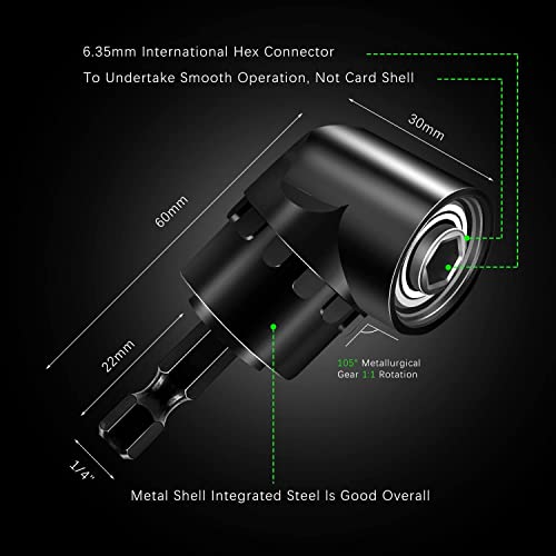 HoooWooo Impact Grade Driver Sockets Adapter Extension Set Drill Bit 3Pcs 1/4 3/8 1/2" Universal Socket Adapter Set and Right Angle Drill 105 Degree Right Angle Screwdriver Set Drill Hex Bit Socket Adapter - Image 2