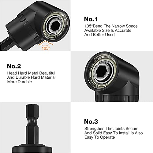 HoooWooo Impact Grade Driver Sockets Adapter Extension Set Drill Bit 3Pcs 1/4 3/8 1/2" Universal Socket Adapter Set and Right Angle Drill 105 Degree Right Angle Screwdriver Set Drill Hex Bit Socket Adapter - Image 4